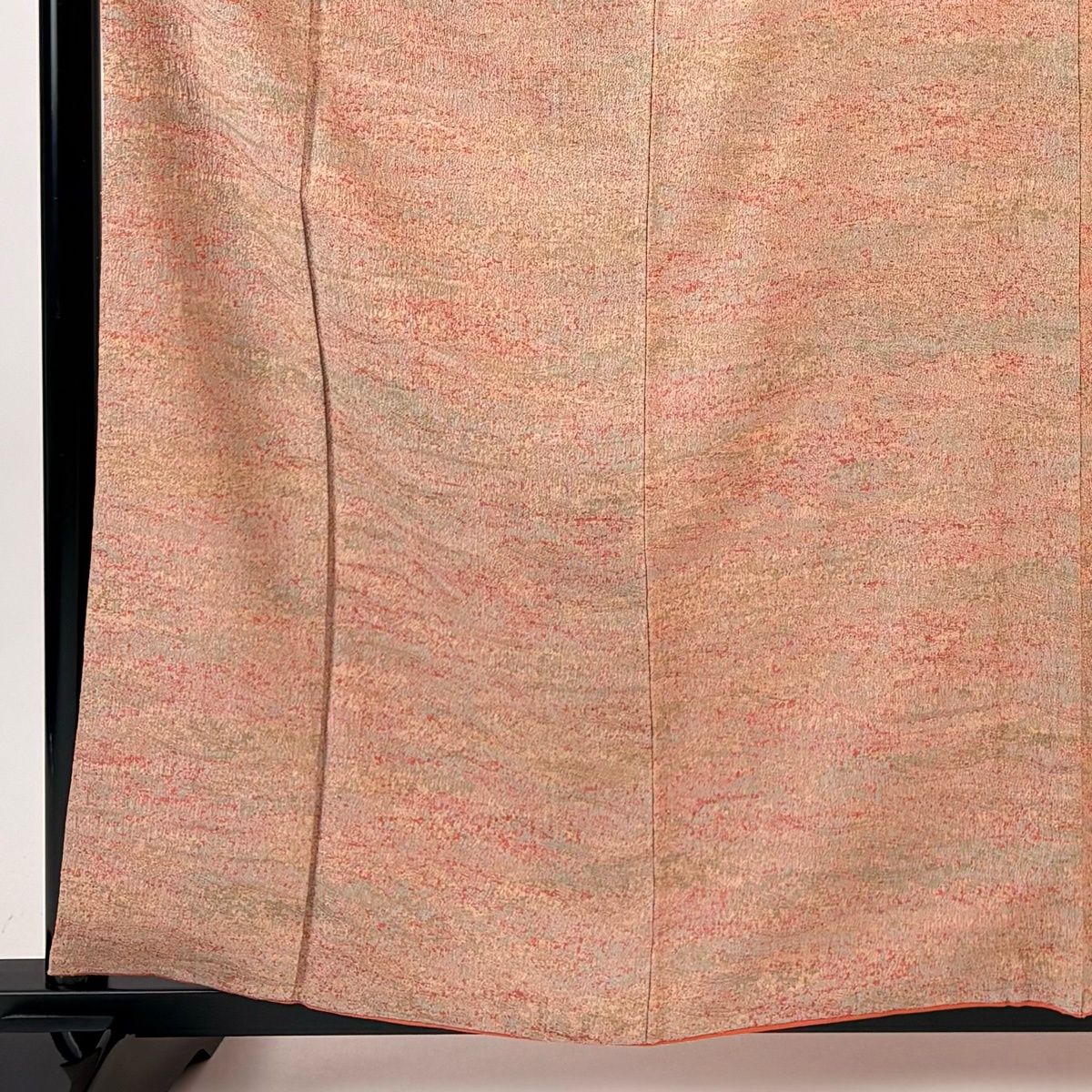 小紋 身丈161 cm 裄丈64.5 M 袷 幾何学模様 陶彩染 オレンジ 正絹 名品