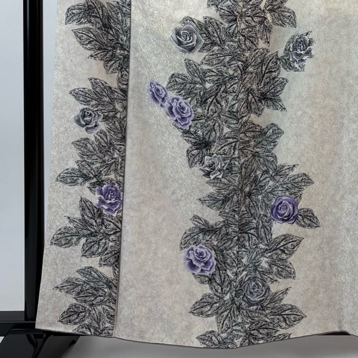 付下げ 身丈161 cm 裄丈67.5 L 袷 薔薇 ベージュ 正絹 名品