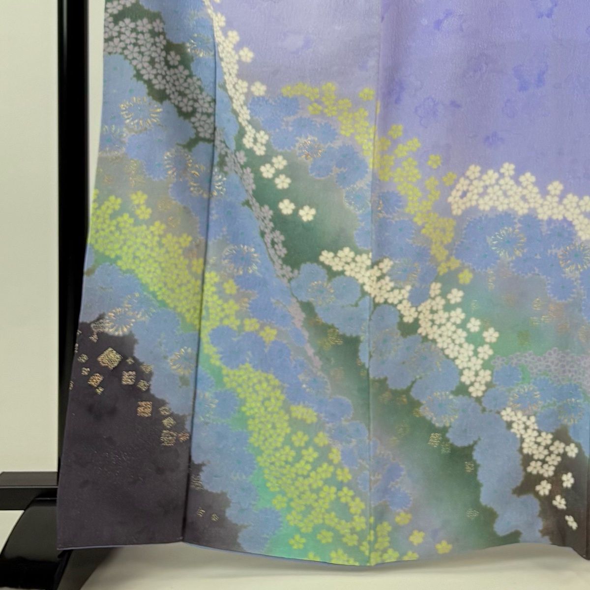 訪問着 身丈166.5 cm 裄丈68 L 袷 草花 桜 金彩 銀通し 薄紫 正絹