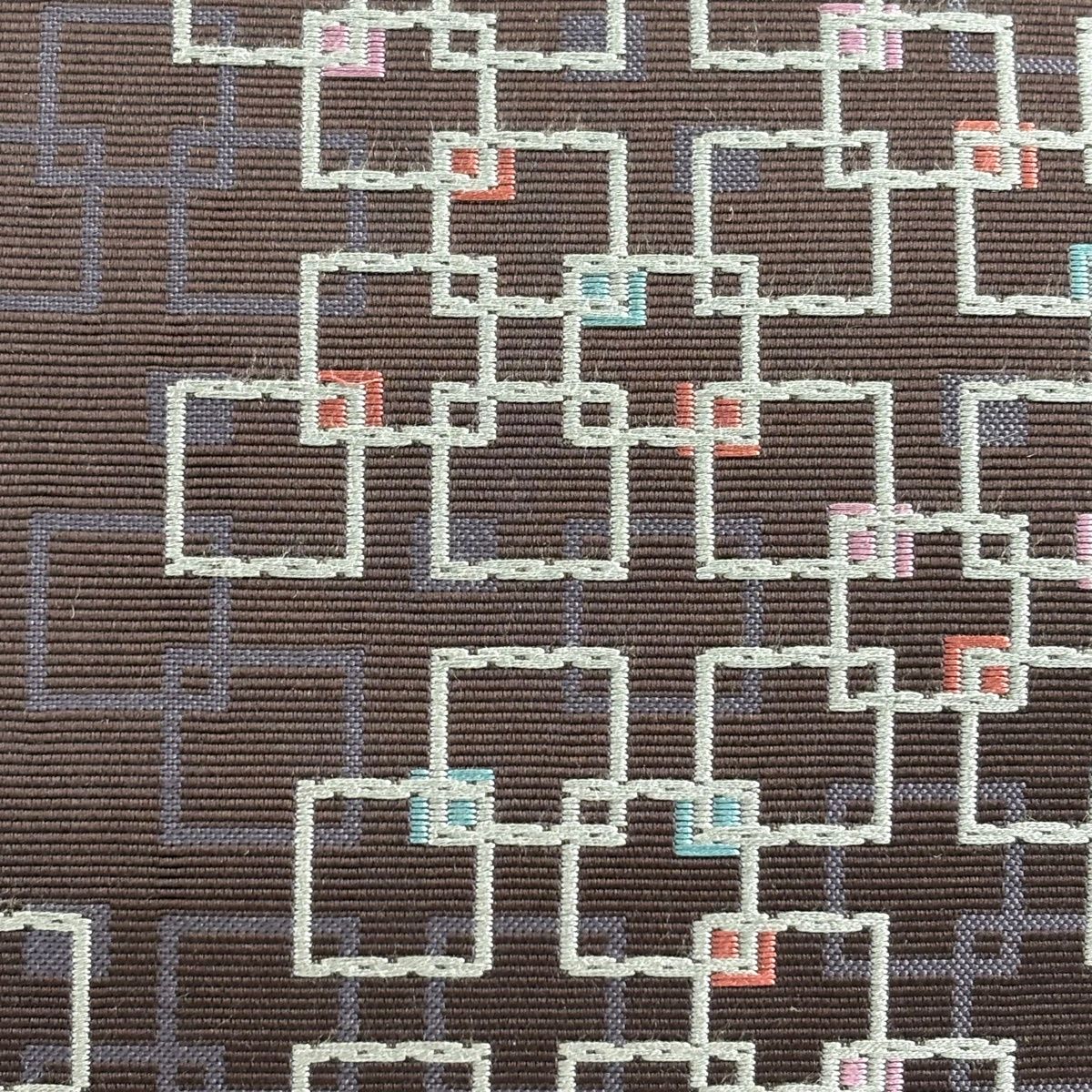 名古屋帯 八寸名古屋帯 松葉仕立て 幾何学 濃紫 正絹