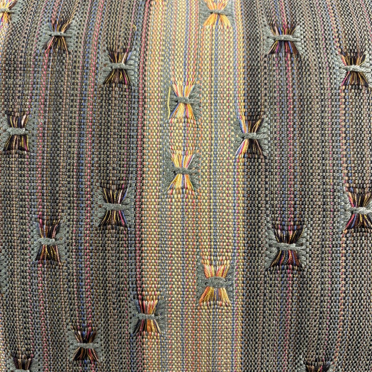 名古屋帯 秀品 八寸名古屋帯 縞 幾何学模様 金糸 灰緑 正絹