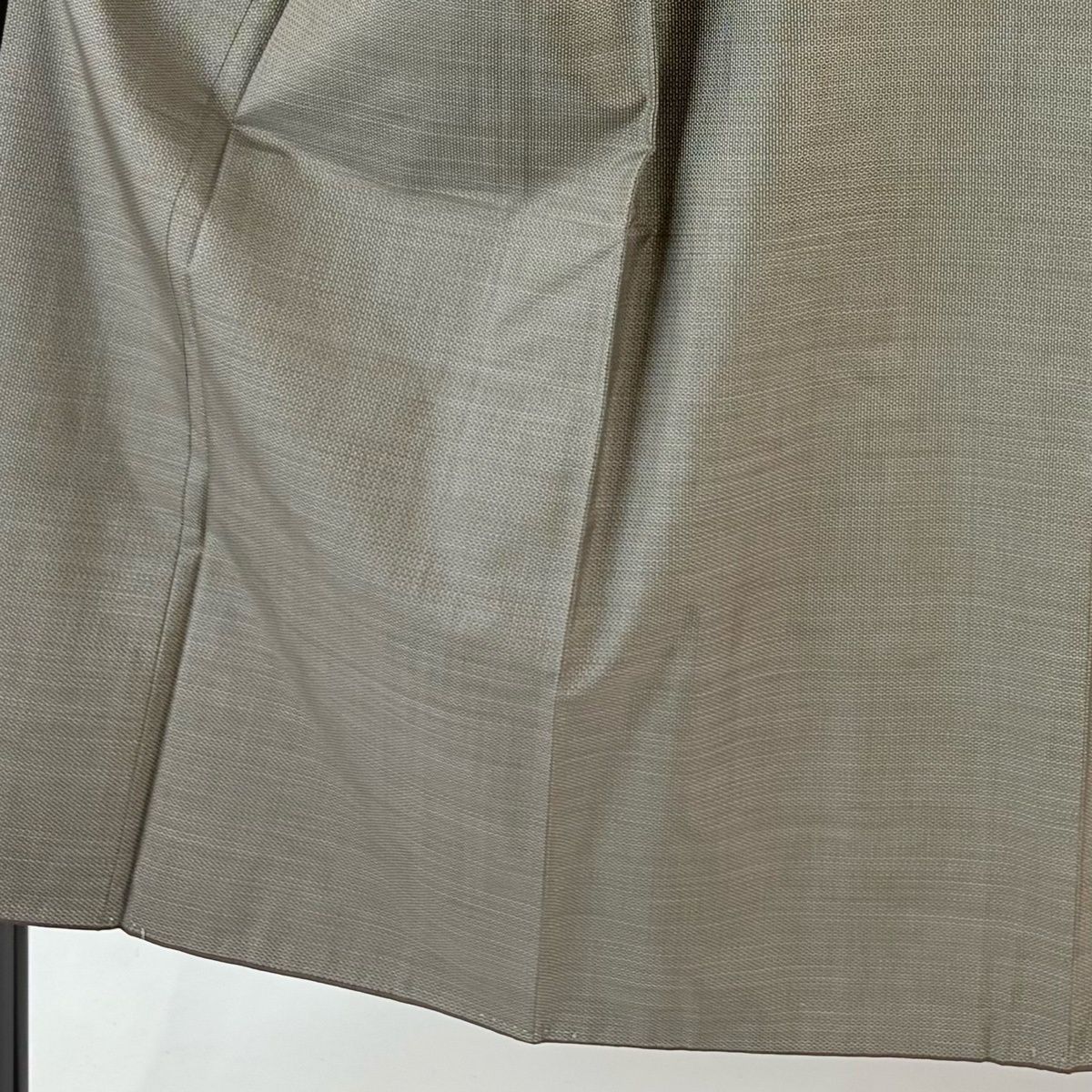 男着物 身丈149 cm 裄丈72 L 袷 大島紬 証紙 亀甲絣 茶緑色 正絹