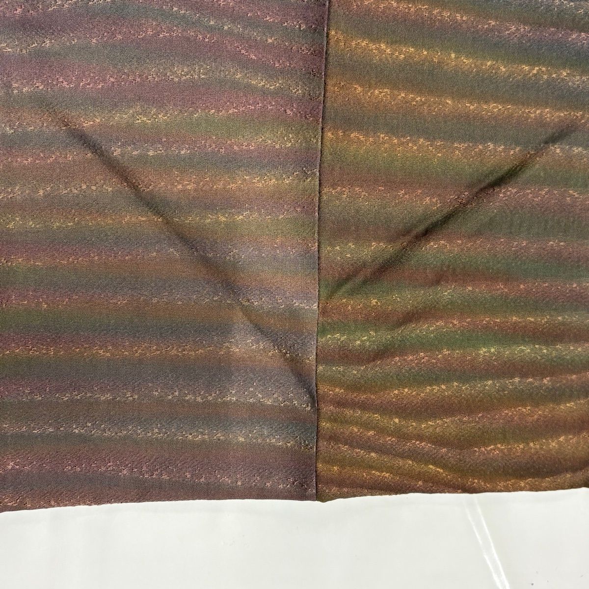  道中着 身丈98 cm 裄丈65 M 和装コート 縞模様 幾何学模様 ぼかし 茶色 正絹 羽織 着物 浴衣