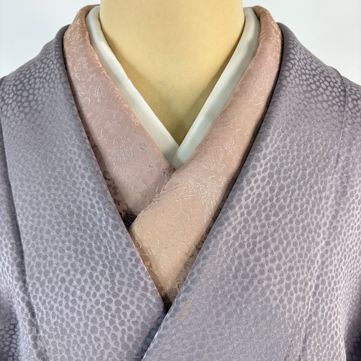  道中着 身丈112.5 cm 裄丈68.5 L 和装コート 茶道具 絞り 灰紫 正絹 名品 羽織 着物 浴衣