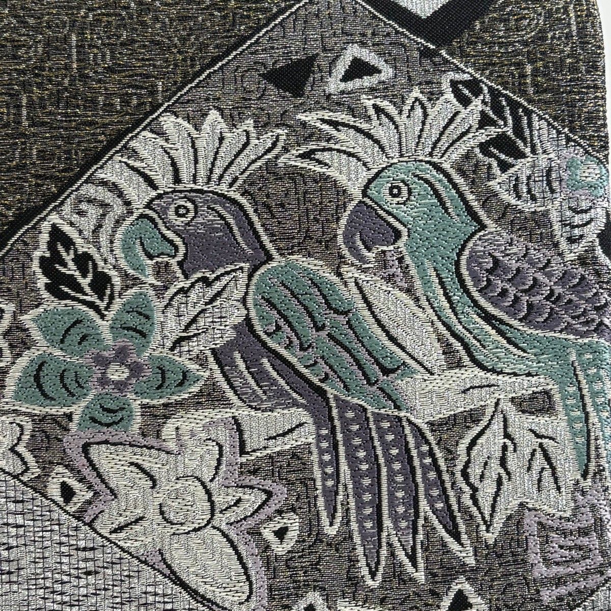 美品】 袋帯 名品 鳥 動物 金銀糸 銀色 六通 正絹 【中古】 - メルカリ