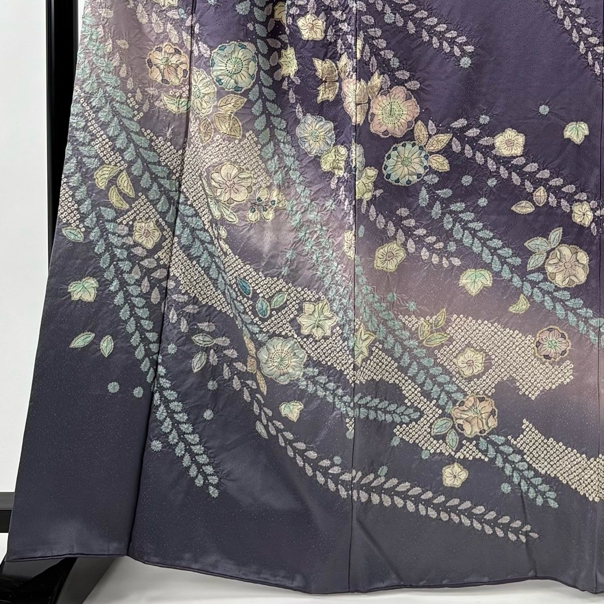 訪問着 身丈165 cm 裄丈66 M 袷 落款 辻が花 ぼかし 紫 正絹 秀品