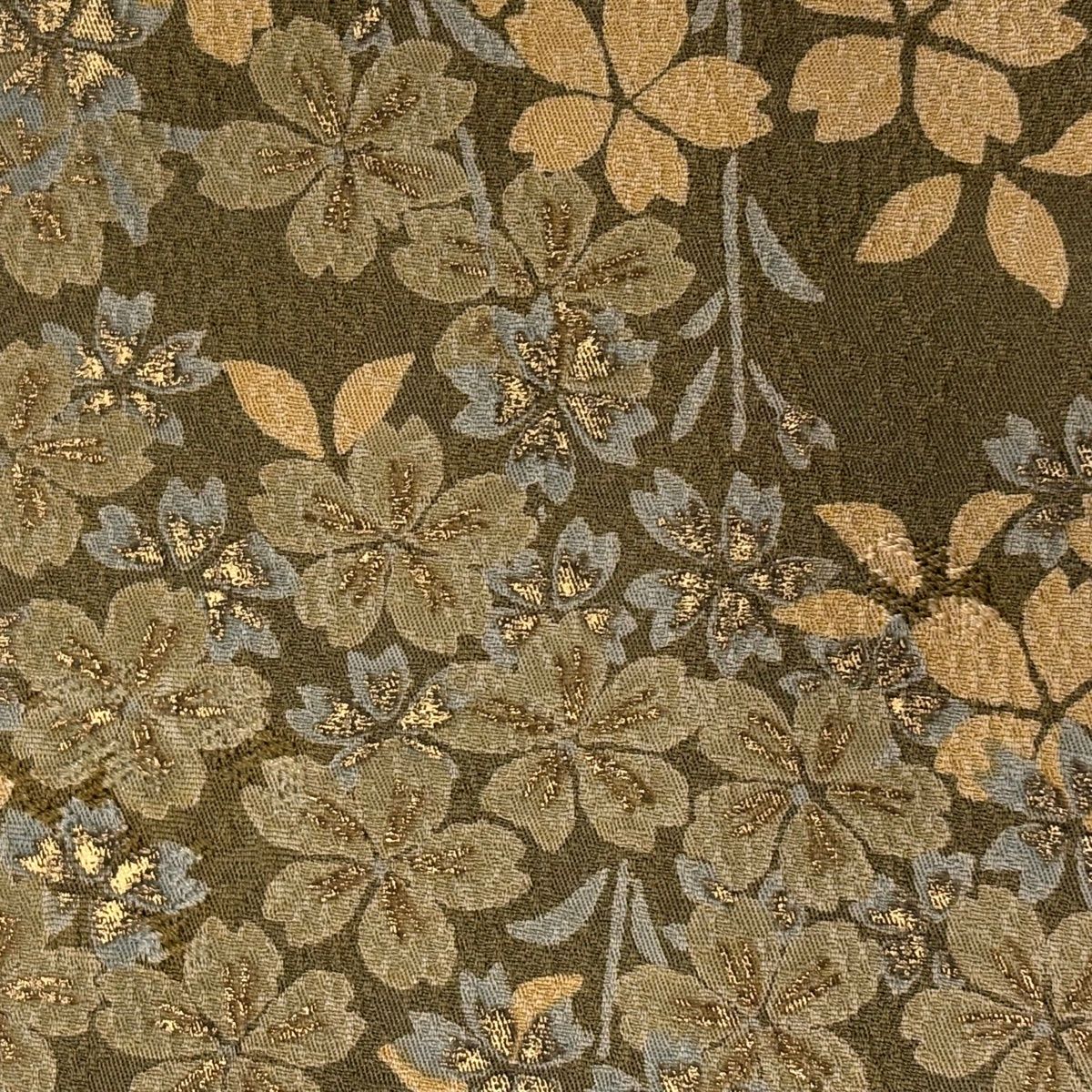  訪問着 身丈167 cm 裄丈67 M 袷 桜 刺繍 金糸 茶緑色 正絹 秀品 訪問着 付け下げ 着物