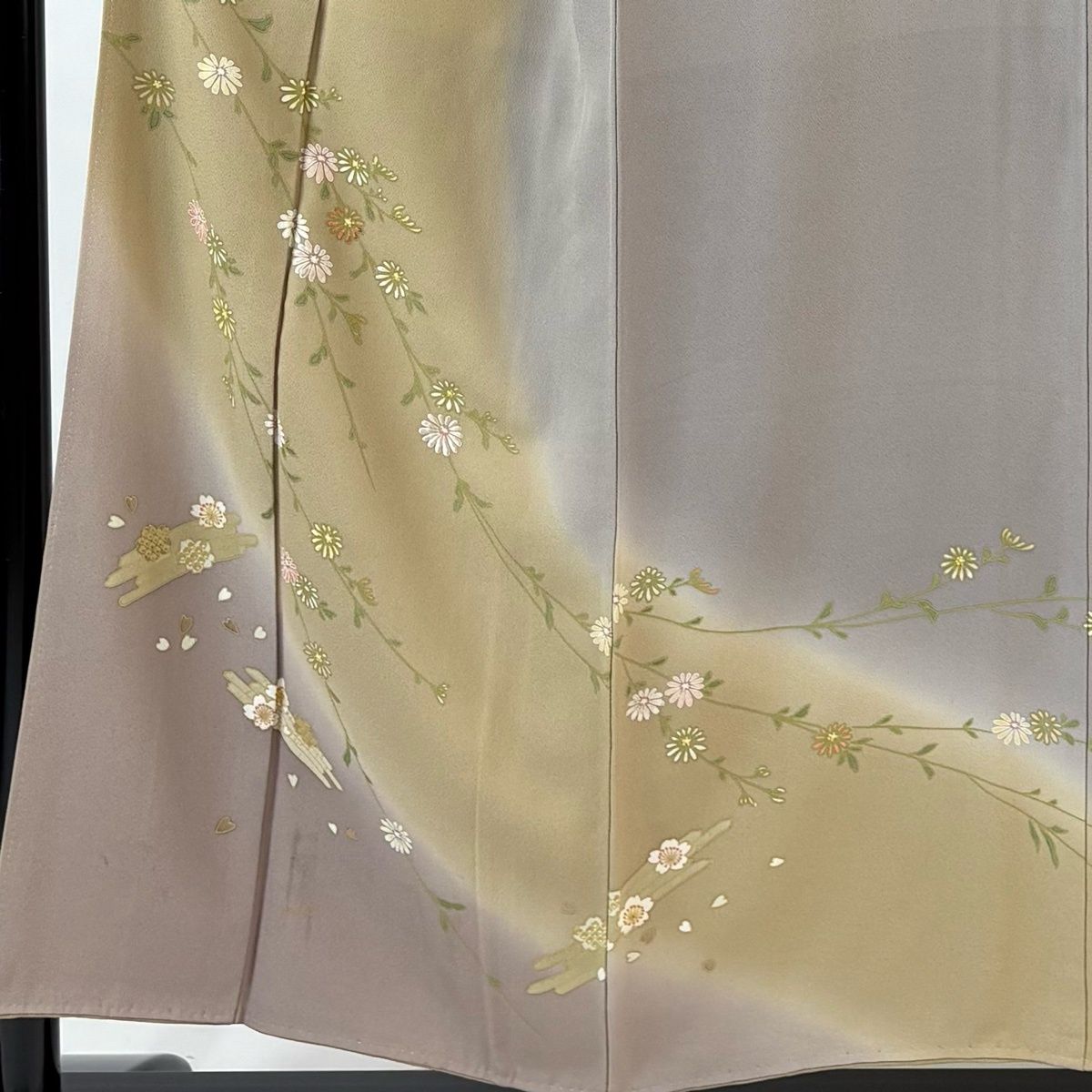 訪問着 身丈153.5 cm 裄丈62.5 S 袷 菊 花筏 染め分け ベージュ 正絹 秀品