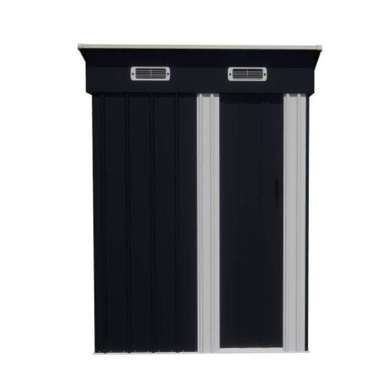 大容量＆防錆 スチール製 屋外収納棚 鍵付き 物置 庭 ベランダ ストック保管 148 x 82.5 193 cm グレー ブルーグレー 工具 DIY用品 タイヤ ガーデニング用品収納