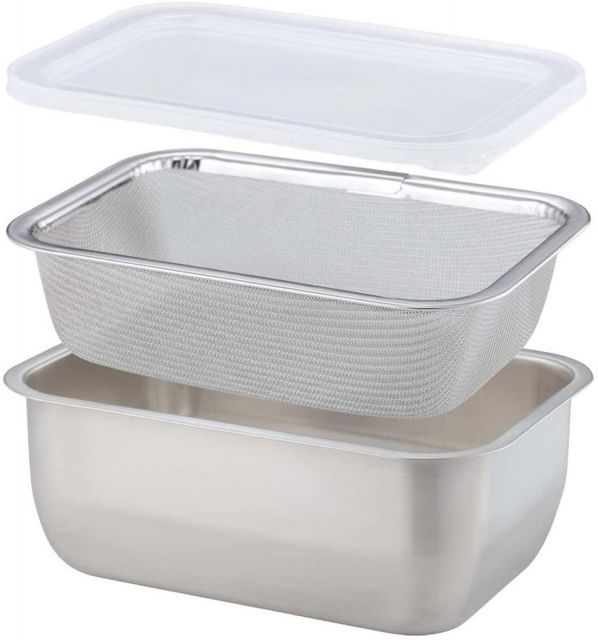 下村企販 保存容器 ヨーグルトの水切り バット ステンレスで衛生的 お手入れ簡単 450 g 入る コンパクト 健康 豆腐 野菜 お菓子作り 製菓 39523 燕三条 ギフト プ