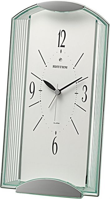 リズム RHYTHM クオーツ 置き時計 アナログ エピソル556 電子音 アラーム 緑 透明色