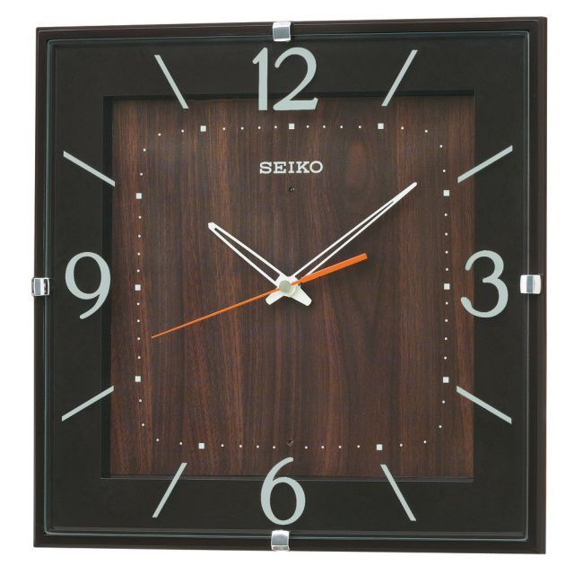 セイコークロック Seiko Clock 掛け時計 ナチュラル 電波 アナログ 四角型 濃茶 KX 398 B