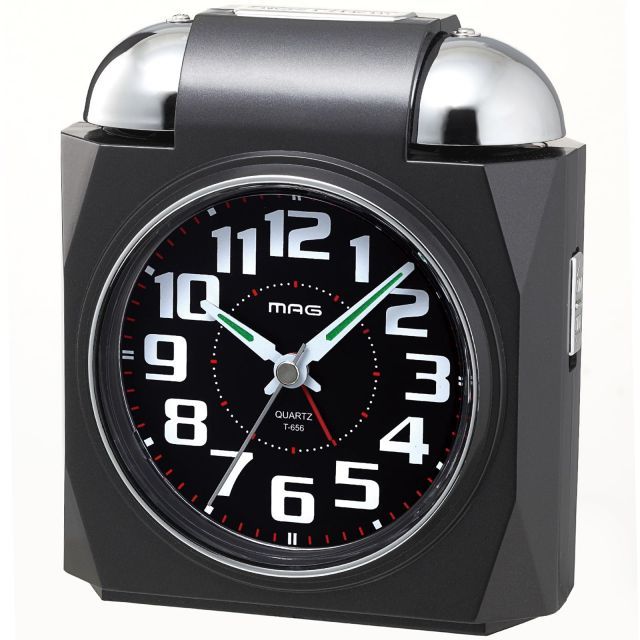 MAG マグ 目覚まし時計 大音量 音量切り替え アナログ ベル音 アラーム スヌーズ ライト ブラック ベルアタックT-656 BK-Z ノア精密