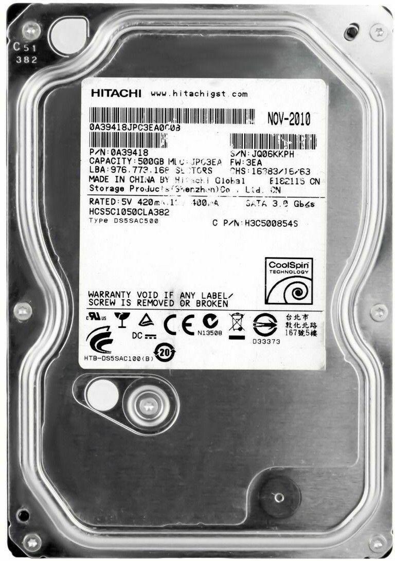 3年保証 Hard Drive Hitachi 7200 RPM 500 GB 16 MB Cache SATA III 3.5 Inch