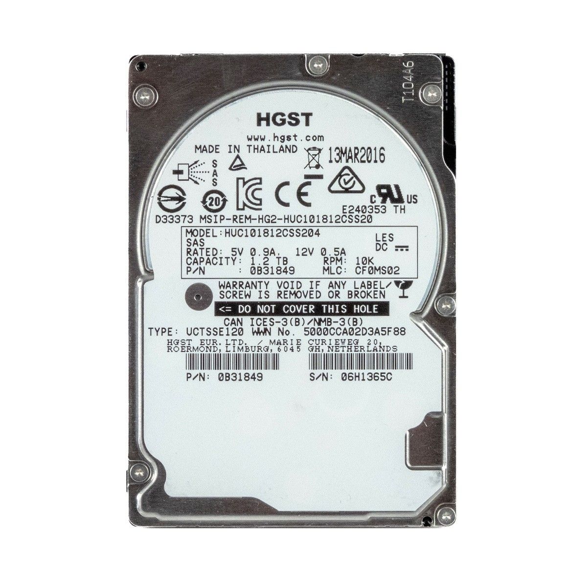 3年保証 Hgst Ultrastar C 10 k 1800 1.2 tb 128 mb Sas-3 2.5 Huc 101812 css 204