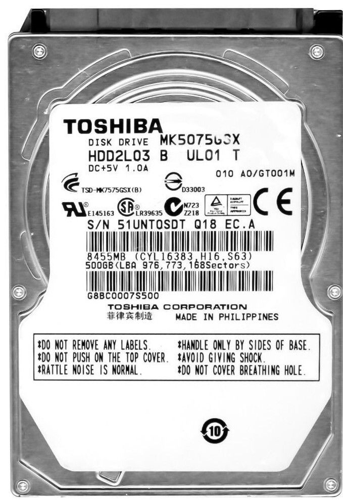 3年保証 Hard Drive Toshiba 500 GB 5400 RPM 8 MB Cache SATA II 3 Gbps 2.5 Inch