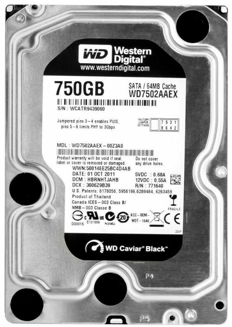 3年保証 Hard Drive Western Digital 750 GB 64 MB SATA III 7200 RPM 3.5 Inch