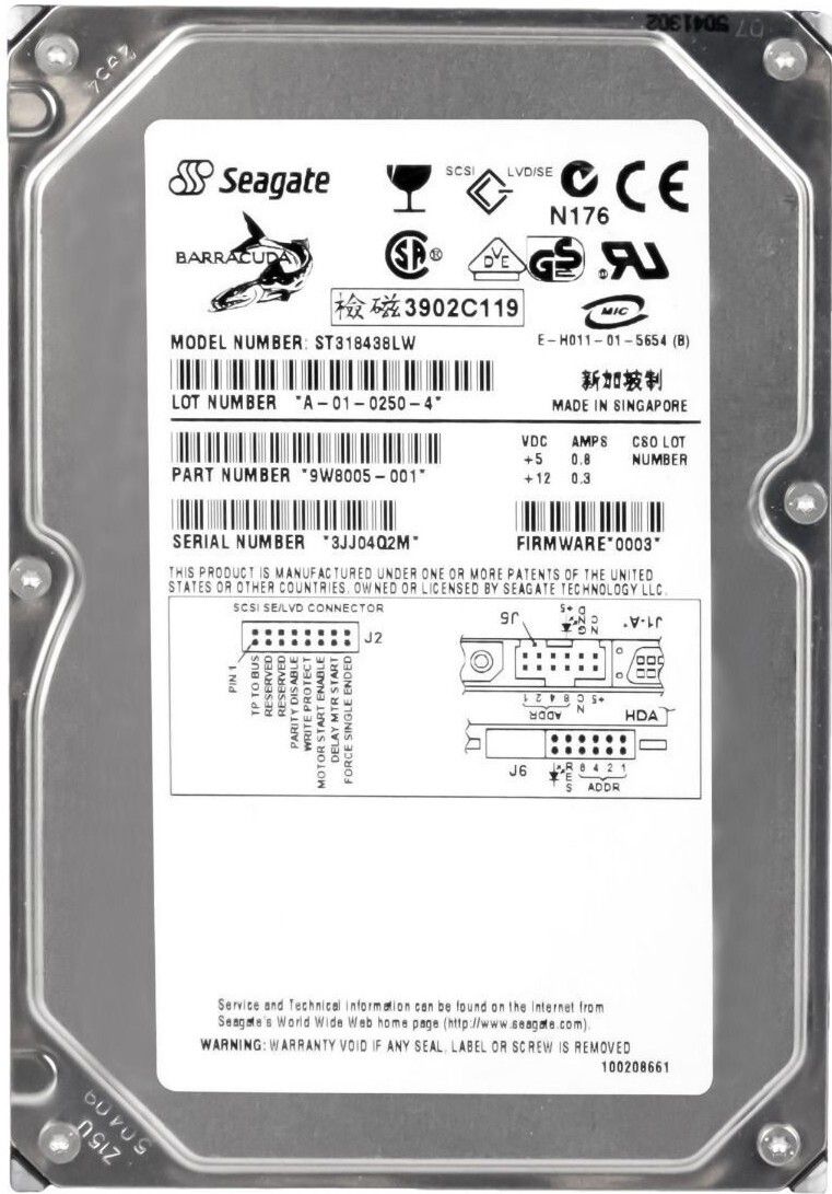 3年保証 Hard Drive Seagate Barracuda 36 ES 2 18 GB 7200 RPM SCSI U 160 3.5 Inch