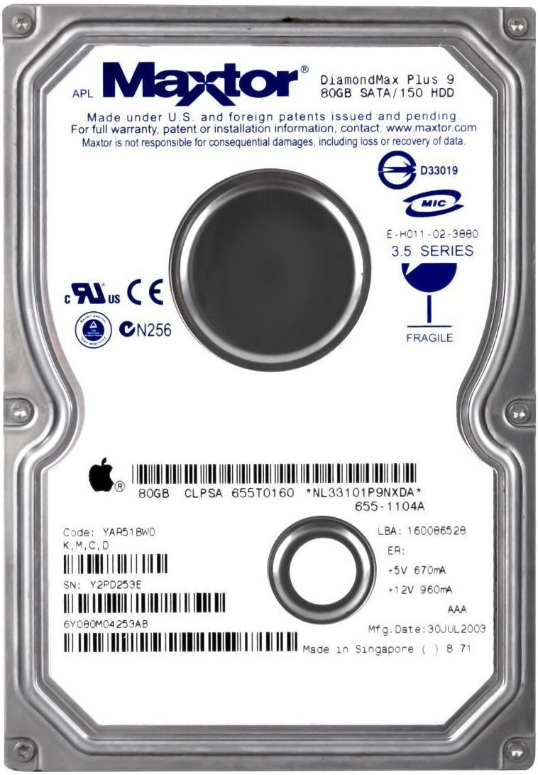 3年保証 Hard Drive MAXTOR PL 9 6 Y 080 M 0 80 GB 7200 RPM 8 MB SATA 3.5 Inch