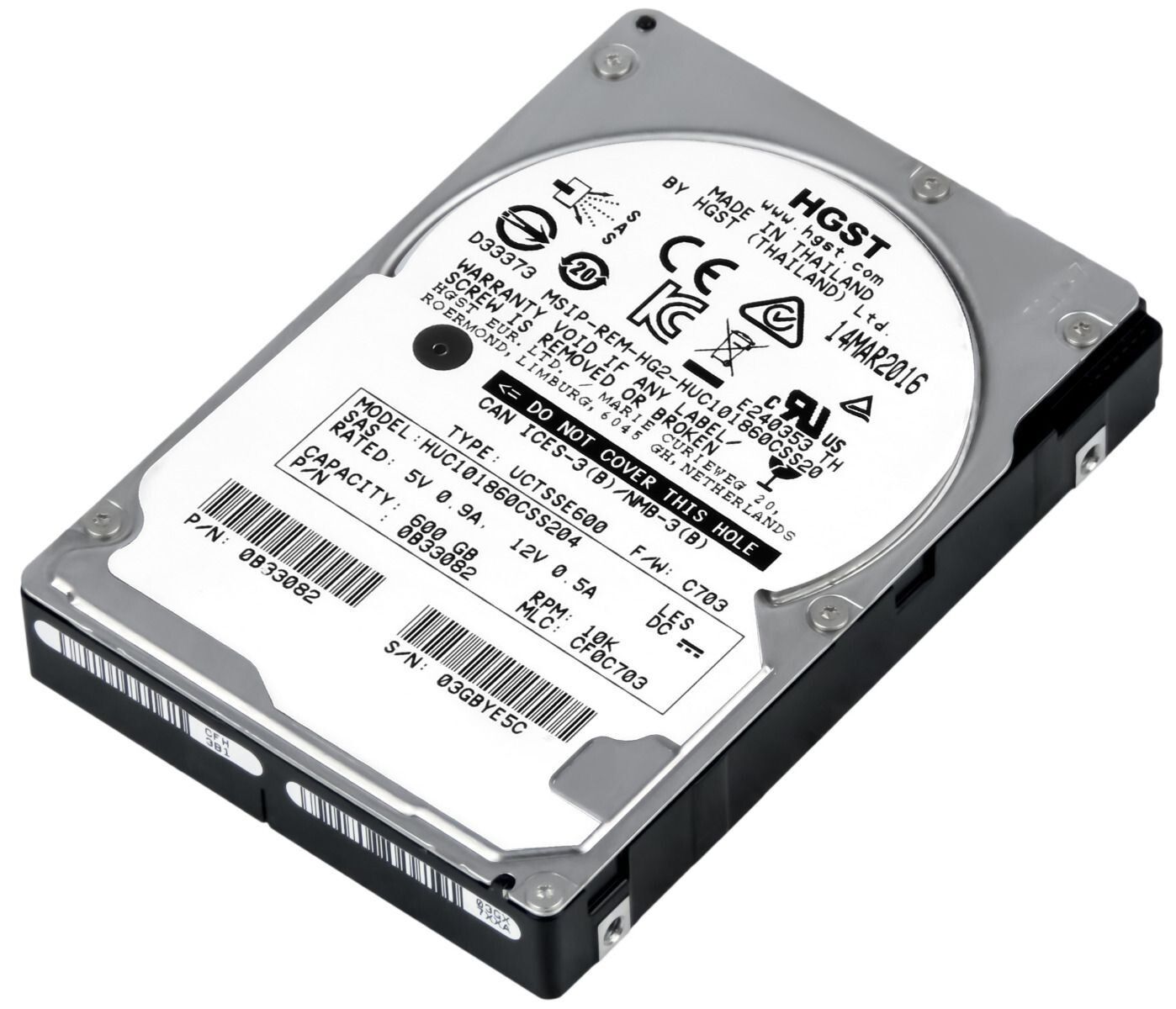 3年保証 Hard Drive HGST Ultrastar 600 GB 10 K 128 MB SAS-3 2.5