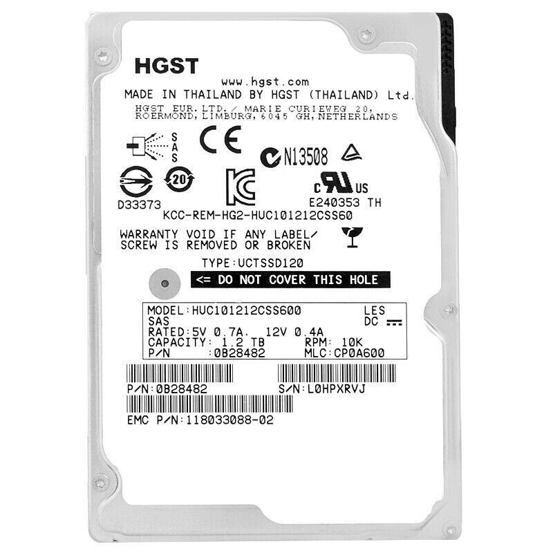 3年保証 Hard Drive HGST 1.2 TB 64 MB Cache SAS II 2.5 Inch