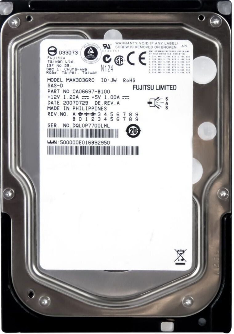3年保証 Hard Drive Fujitsu 36 GB 16 MB Cache SAS-1 3 Gbps 3.5 Inch