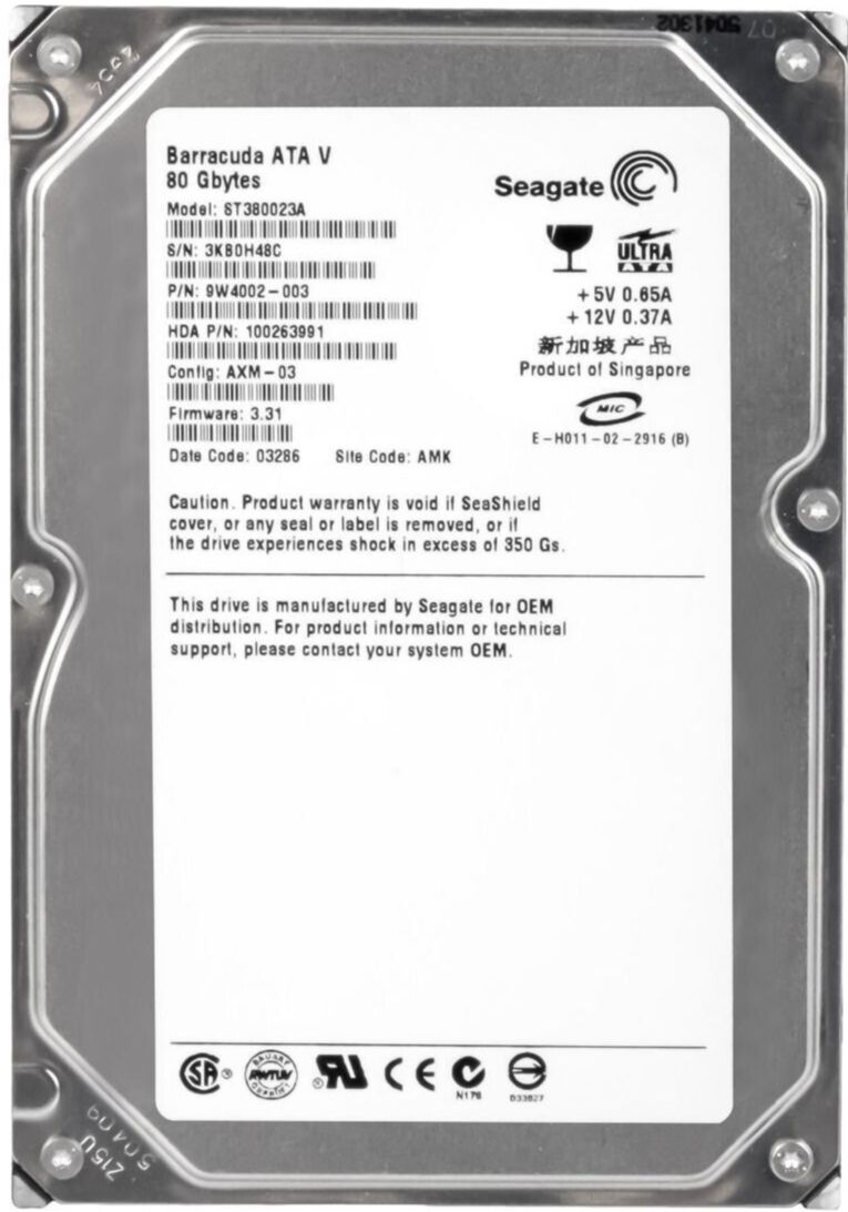 3年保証 Hard Drive Seagate barracuda Ata V 80 GB 7200 U|Min 2 MB 3.5 Inch