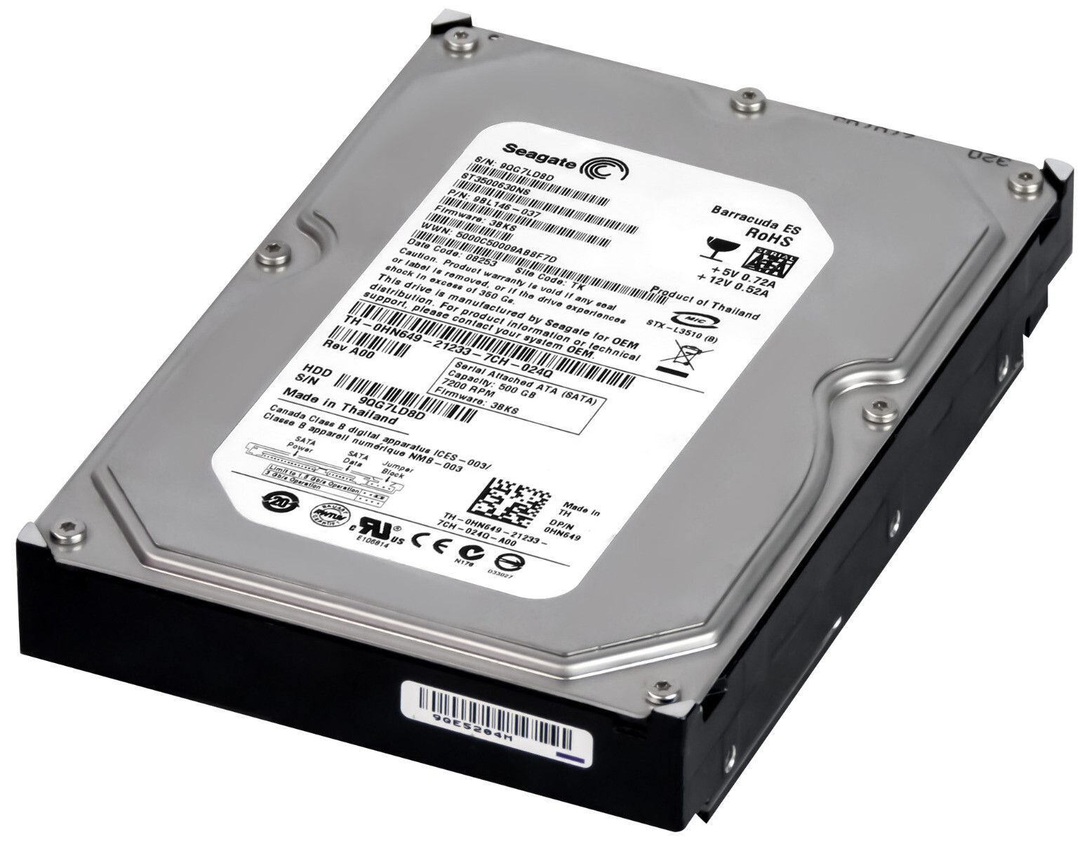 3年保証 Hard Drive Dell 0 HN 649 500 GB 7.2 K 16 MB SATA II 3.5