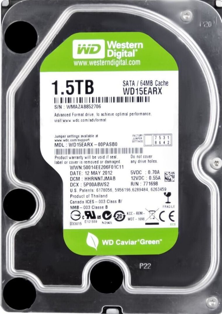 3年保証 Hard Drive Western Digital 1.5 TB SATA III 64 MB 5400 RPM 3.5 Inch