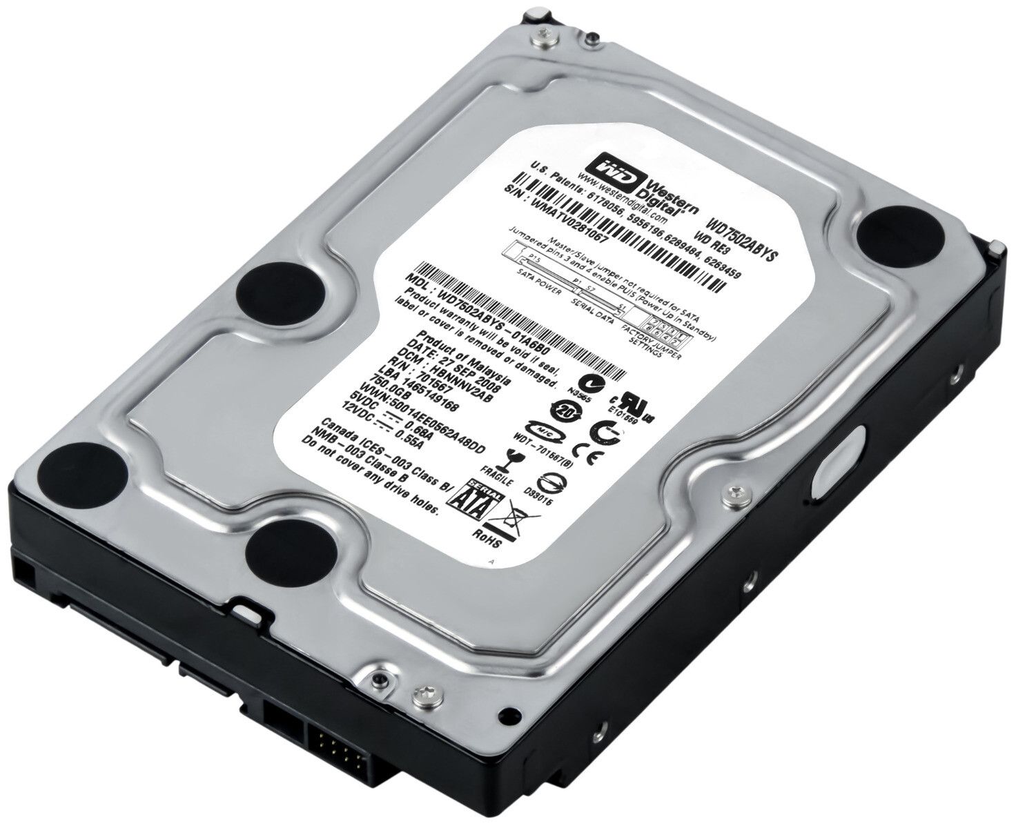 3年保証 Hard Drive WD RE 3 750 GB 7.2 K 32 MB SATA II 3.5
