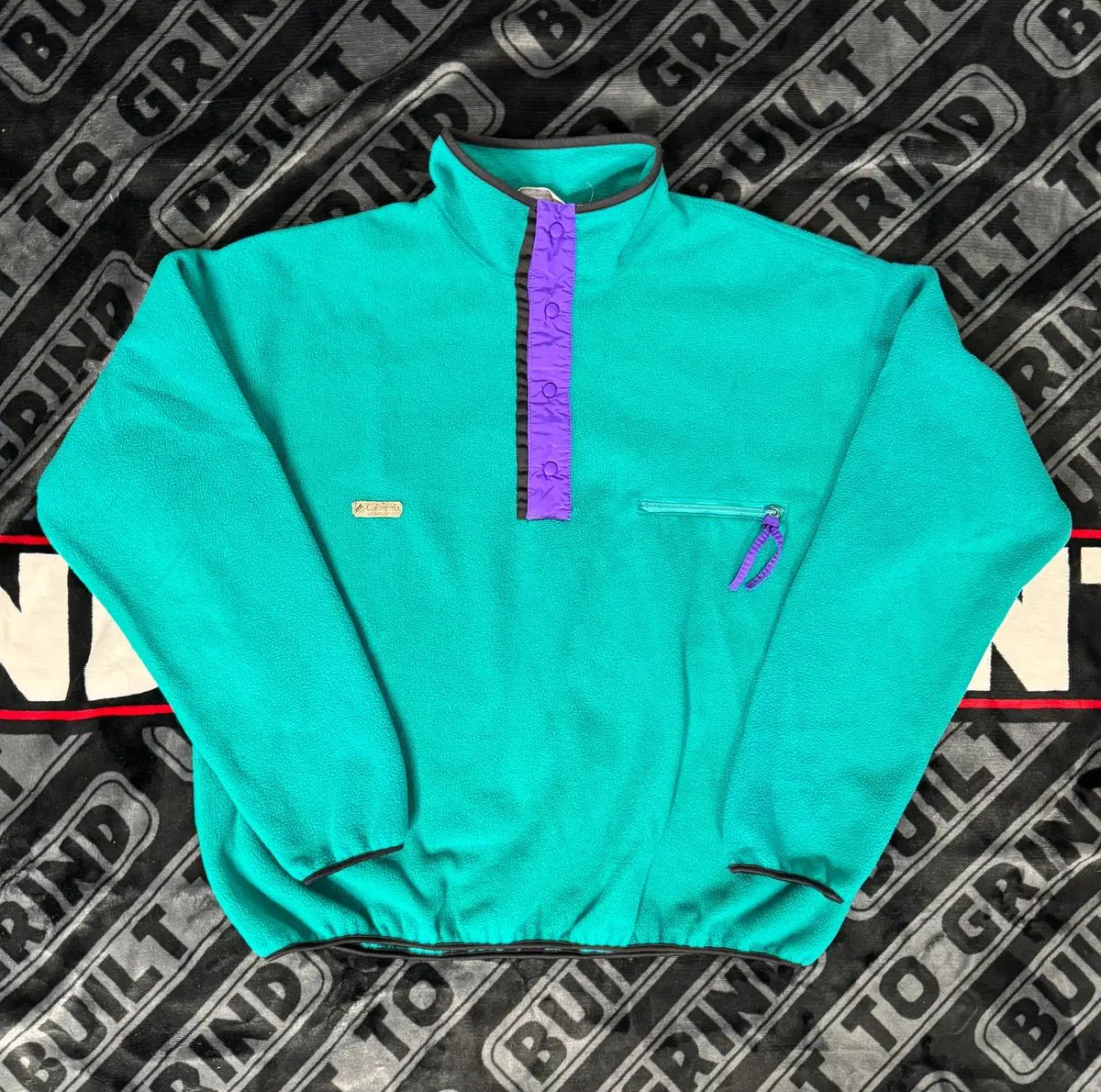 コロンビア 쿼터 スナップ フリース プルオーバー ミント ブラック パープル