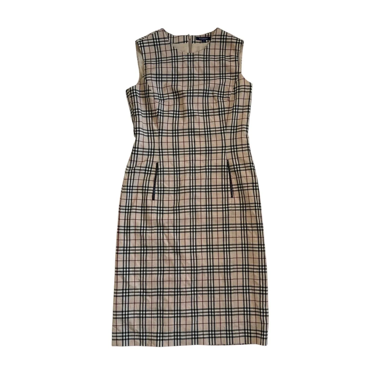 BURBERRYLONDON ノースリーブワンピース ノバチェック 麻混40 M 希少サイズ✨バーバリーロンドン Burberry London ノースリーブ
