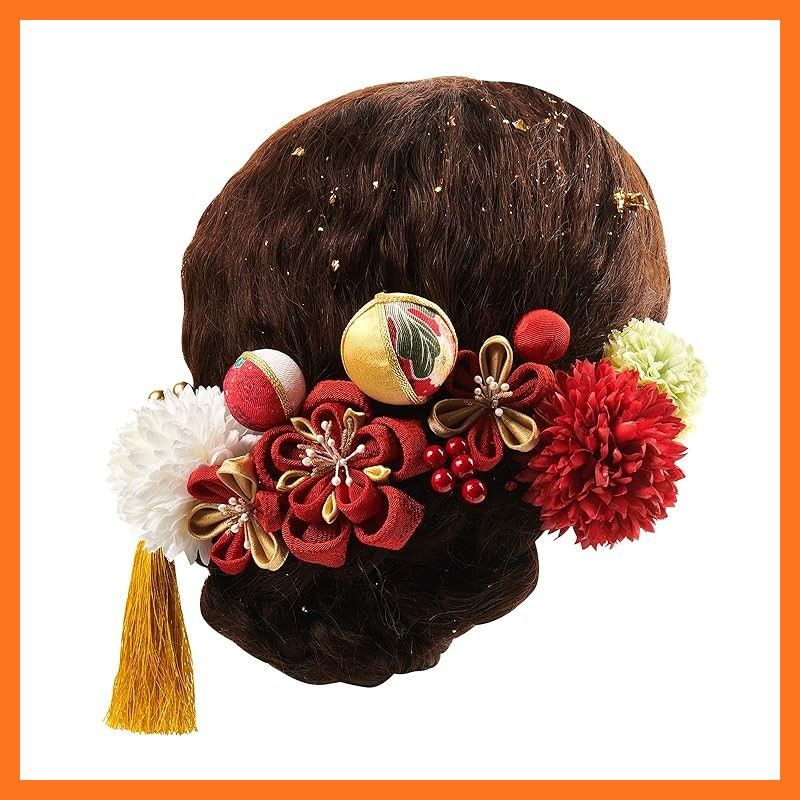 新品】 [OTAKUMARKET] 髪飾り 成人式 振袖 13点セット つまみ細工 花