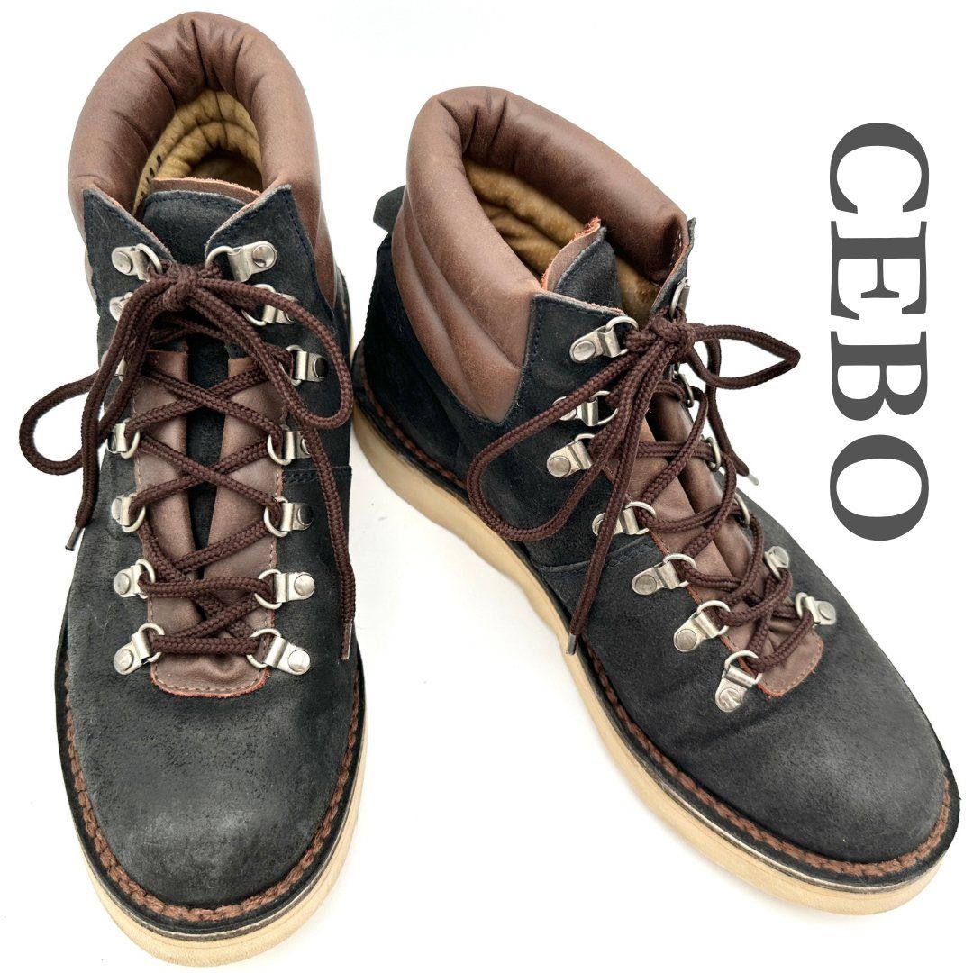 CEBO マウンテンブーツ 本革 ビブラムソール ブラック×ブラウン 2245T