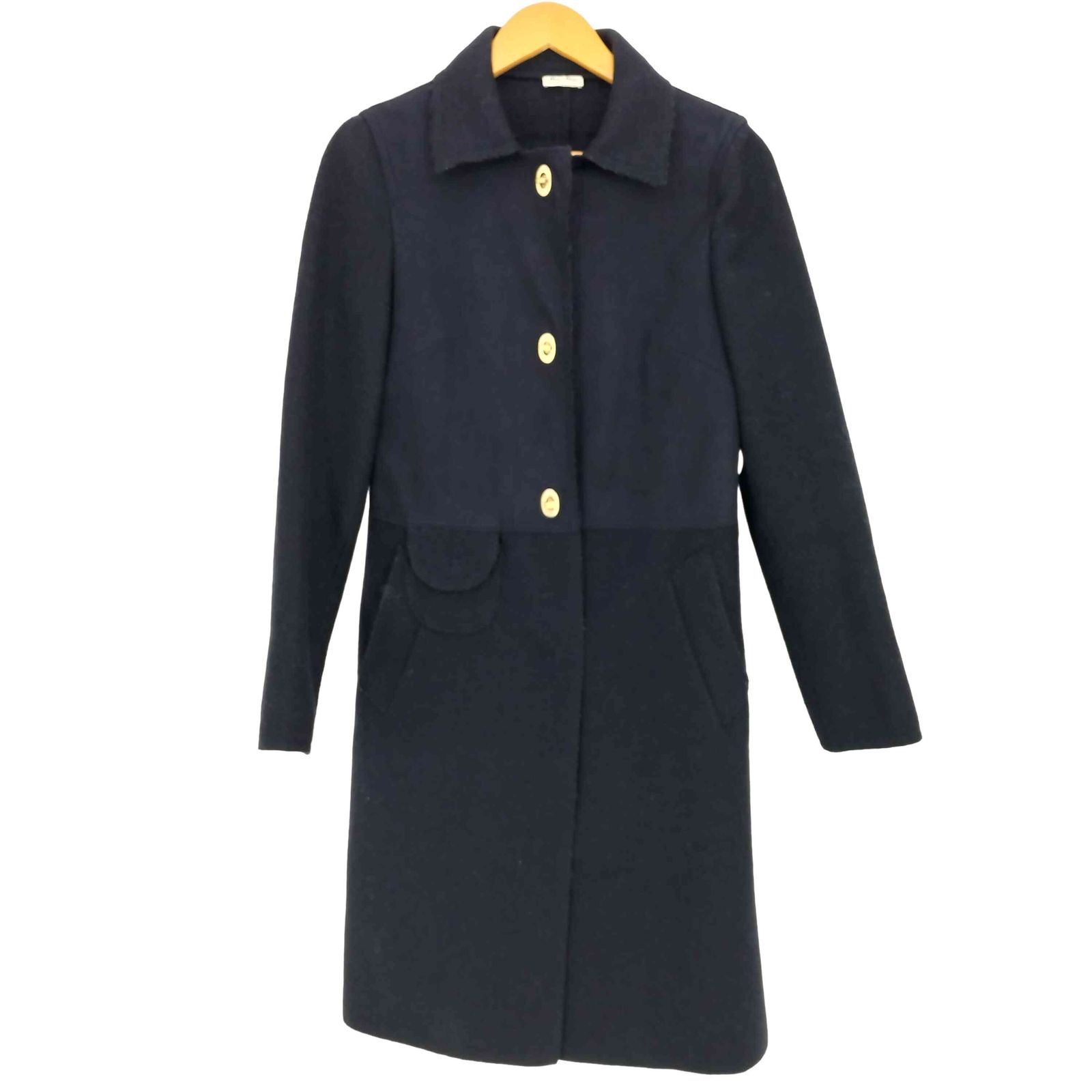 ミュウミュウ miu miu ウールモヘア ステンカラーコート レディース 38