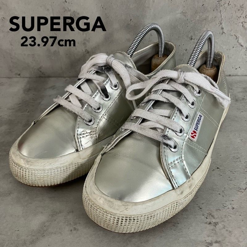 Superga スペルガ 2750 レザースニーカー メタリック シルバー 37 