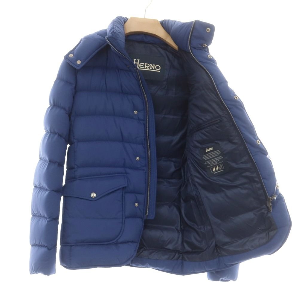 ヘルノ 小売業者 Herno ナイロン ダウンジャケット ネイビーブルー