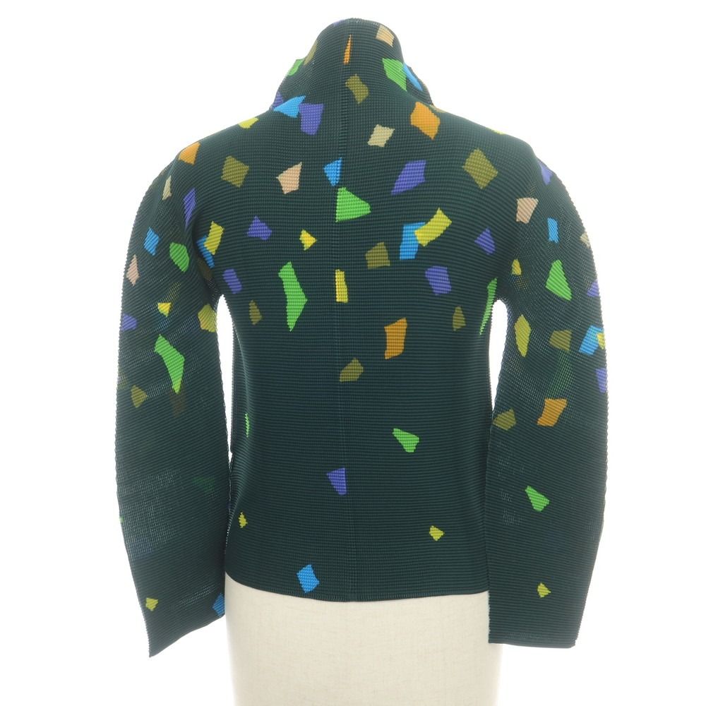 ミー イッセイミヤケ me ISSEY MIYAKE ポリエステル プリーツ 長袖 ブラウス カットソー グリーン サイズ レディース