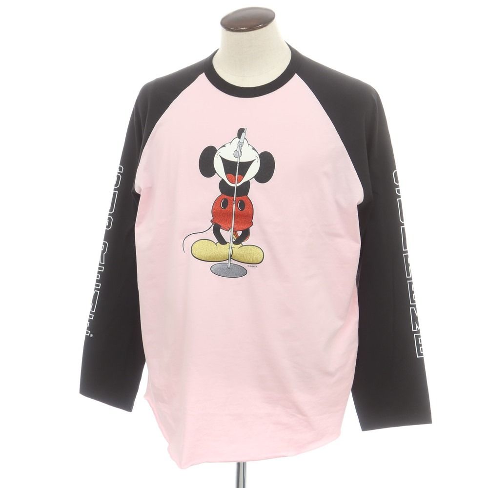 シュプリーム Supreme Number N ine Mickey Mouse 秋冬 Raglan L S Top 長袖Ｔシャツ ピンクxブラック サイズXL メンズ