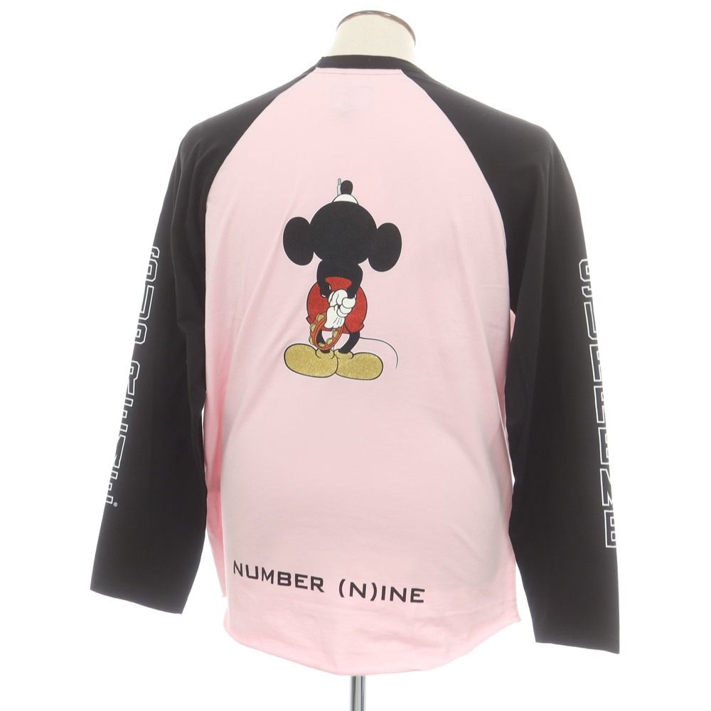 シュプリーム Supreme × Number N ine Mickey Mouse 秋冬 Raglan L|S Top 長袖Ｔシャツ ピンクxブラック サイズXL メンズ