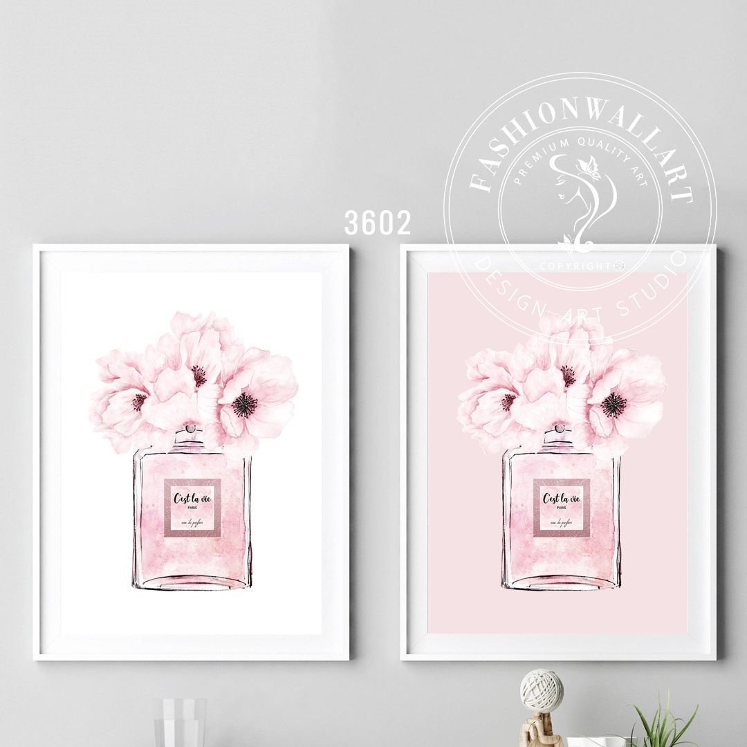 ** **B 2 アートポスター パフューム ボトル ピオニー ピンク セット 3602 ポスターのみ