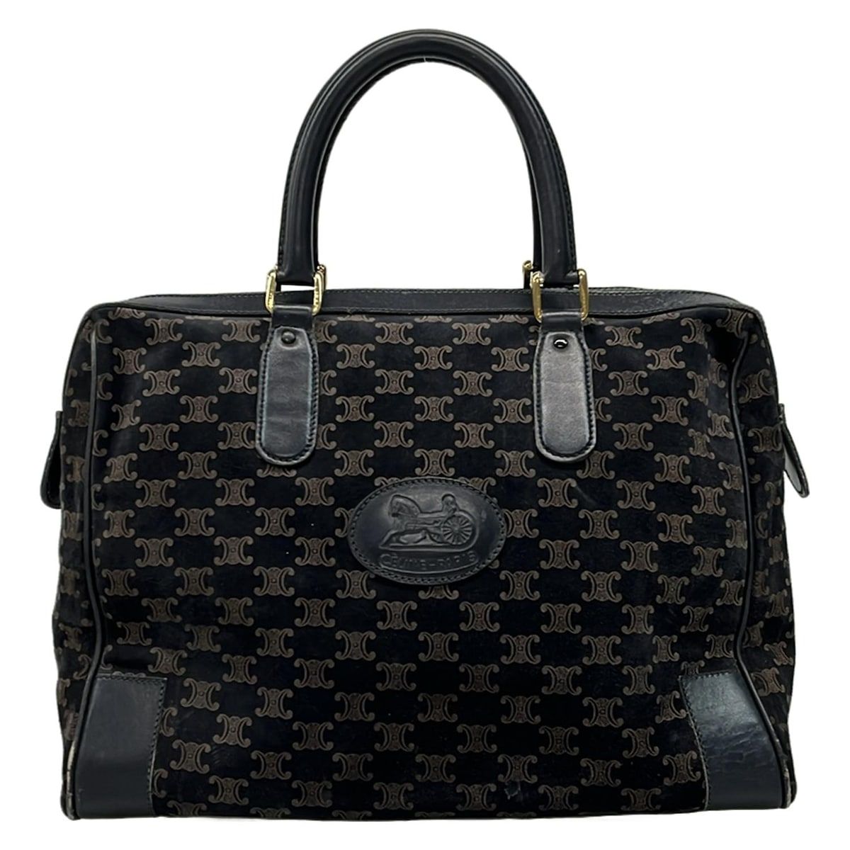 極美品 セリーヌ ボストンバッグ 黒マカダム ヌメ革 大容量 極美品 セリーヌ ボストンバッグ 黒マカダム ヌメ革 大容量 CELINE