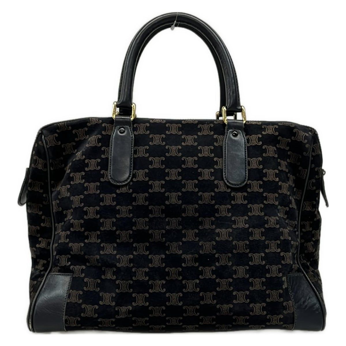 CELINE(セリーヌ) ボストンバッグ マカダム柄 黒×ブラウン レザー