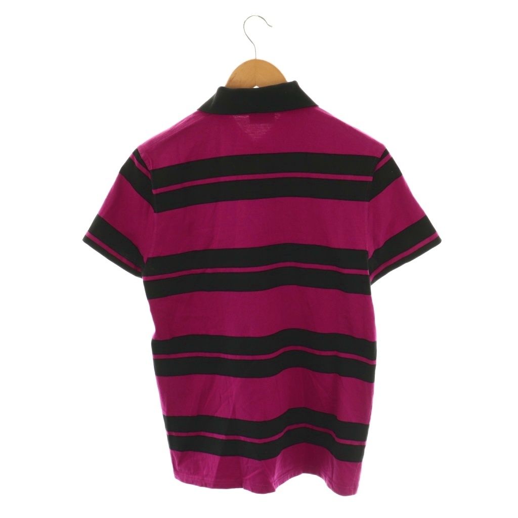 サンローラン パリ SAINT LAURENT PARIS ボーダー 半袖 ポロシャツ S ピンク ブラック 662016 22 SS |HK OS SH