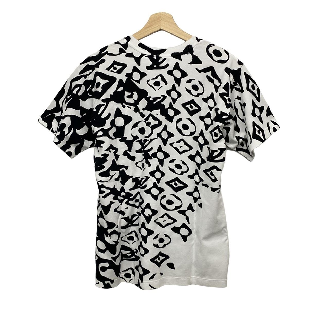LOUIS VUITTON ルイヴィトン 半袖Tシャツ サイズL - RW 211 W ZIV FKTS 04 黒×白 クルーネック URS FISCHER コットン