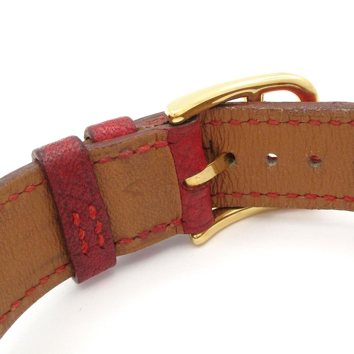  HERMES エルメス 腕時計 Hウォッチ HH 1.201 レディース 革ベルト A レッド その他 時計