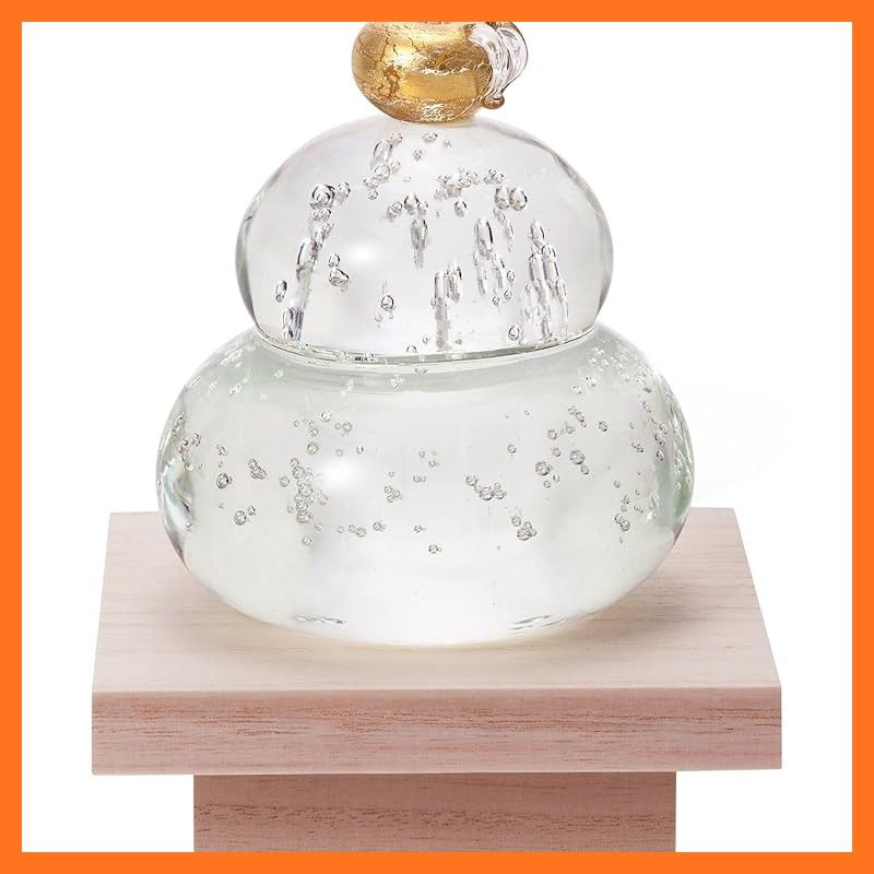 アデリア ADERIA 置物 オーナメント 粋工房xアデリア 福重ね鏡餅 金 ガラス 鏡餅 木台付 ハンドメイド 化粧箱入 正月 正月飾り F-47144