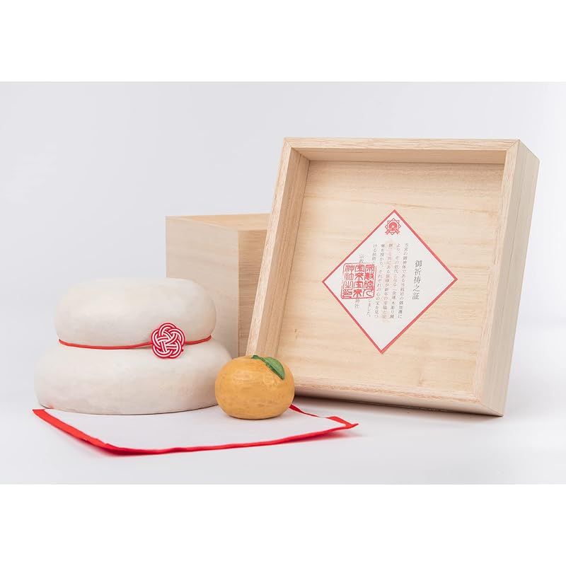  宝来宝来神社御祈祷 金運祈願の永世木彫り鏡餅 小サイズ 木製 桧 淡彩色仕上 ＿仏屋さかい原型監修 鏡餅 新年 正月 お飾り 木彫り 置物 御守 えいせいきぼりかがみもちＳ 結婚祝いギフト 墓参り その他 正月