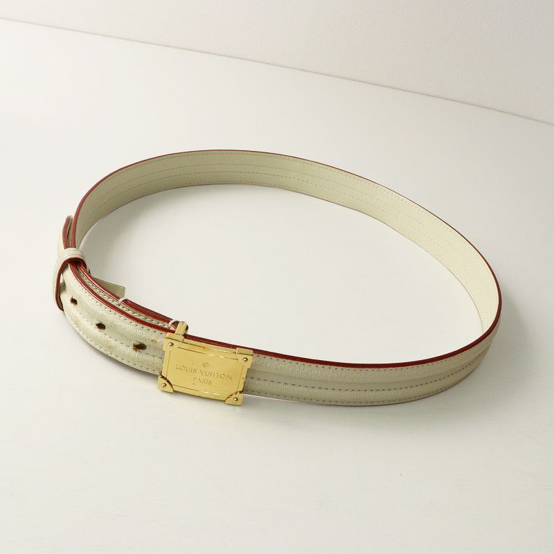 ルイ ヴィトン LOUIS VUITTON M 9624 T サンチュール パンドラ ゴールドバックル レザーベルト ライトベージュ