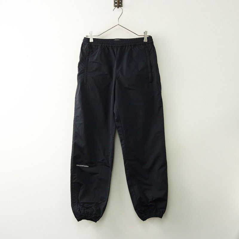 レディース バレンシアガ 457580 Logo Nylon Track Pants ロゴ刺繍 ナイロントラックパンツ 38 ネイビー┃